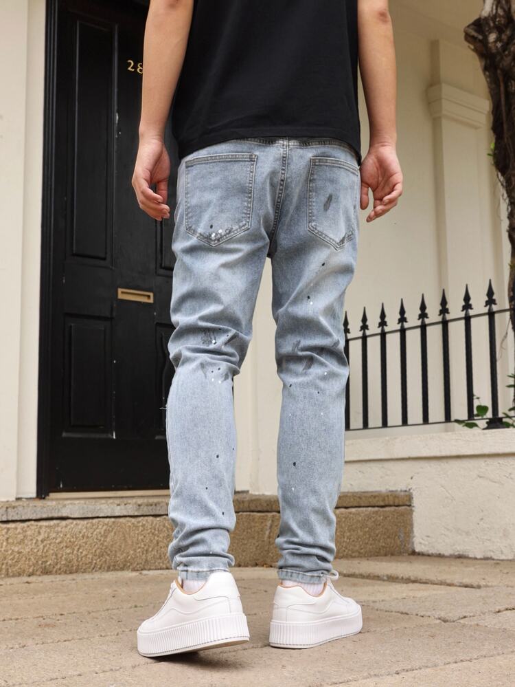 QuarKem Men's Pockets Distressed Casual Versatile Denim Jeans Men Streetwear Jeans Hang Out Going Out Party Vacation Street - Light Wash - View 2