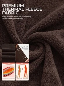 SHEIN LUNE Women's Casual Commute Long Sleeve T-Shirt, Solid Color, Basic Layering Top, Autumn/Winter, Daily Wear, Outing Outfit Going Out - Brown - View 2