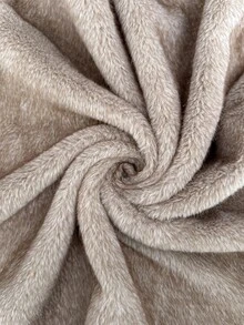 SHEIN Elenzya Solid Fuzzy Coat Without Belt Dinner Date Khaki Winter Elegant - Khaki - View 8