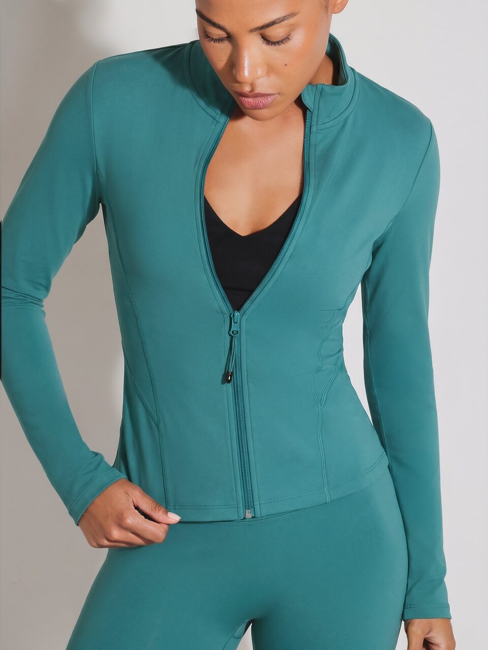 11SKNDS Full Zip Stand Collar Long Sleeve Fitted Sports Jacket With Thumb Holes Moisture Management Stretch Fabric Slim Cut With Breathable, For Gym Workout Fitness, Running, Training & Hy-Rox