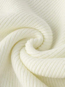 LUMIGAL Women's Solid Color Stand Collar Long Sleeve Shoulder Button Design Fitted Sweater Office Brunch Off-White Autumn French Elegant - White - View 4