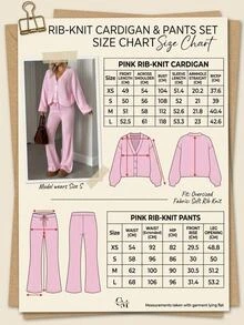 SHEIN Women's Solid Color Dropped Shoulder Long Sleeve Knit Cardigan And Knit Pants Loose Lazy Two Pieces Set - Pink - View 8