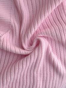 SHEIN Women's Solid Color Dropped Shoulder Long Sleeve Knit Cardigan And Knit Pants Loose Lazy Two Pieces Set - Pink - View 9