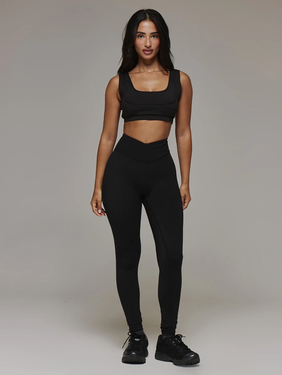 Musera Sport Set Legging Aktif 3 Potong dengan Potongan V di Bagian Depan, Pinggang Tinggi, Perlengkapan Olahraga Dasar untuk Musim Gugur dan Musim Dingin - MultiWarna - View 1