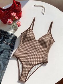 Elavelle 女士随机印花深V连体泳衣，春夏款 - 彩色 - 查看 2