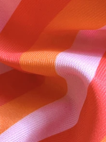 SHEIN Swim 2026春夏細肩帶橘色與粉色條紋琥珀菱形裝飾側高衩比基尼兩件式泳衣女款 - 彩色 - 查看 7
