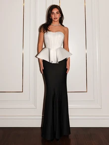SHEIN Glamour Women's Solid Color Fashion Versatile Daily Wear Tube Top Wedding Date Bar Party Party Wedding White Summer Elegant - White - View 4