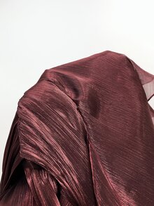 Silquee Elegant Dark Red Shirt Dress In A Lustrous Fabric With Ruffle Detailing. Vacation Hallowee Christmas Festival Party Dresses Graduation - Brown - View 9