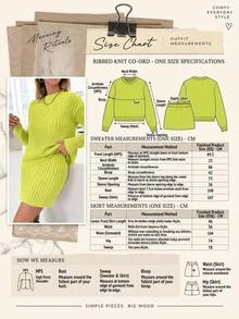 EURMUSE Casual Rib Knit Sweater & Mini Rib Knit Sweater Skirt Co-Ords - Yellow - View 2
