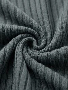 EURMUSE Casual Rib Knit Sweater & Mini Rib Knit Sweater Skirt Co-Ords - Dark Grey - View 8
