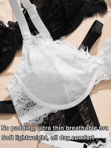 Charlaine French Eyelash Lace Lingerie Set 4-Piece - Multicolor - View 3