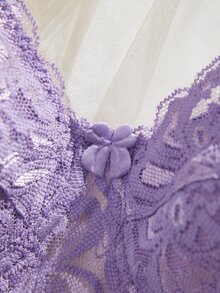 Crystal Vow 1pc Lace Bra For Women (With Underwire) - Purple - View 7