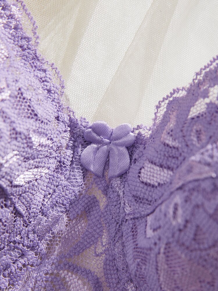 Crystal Vow 1pc Lace Bra For Women (With Underwire) - Purple - View 5
