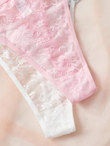 Crystal Vow Plus Size Sexy Lace Thong - Multicolor - View 5