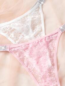 Crystal Vow Plus Size Sexy Lace Thong - Multicolor - View 7