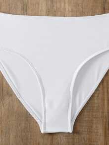 Swim SXY Summer Beach Women's One-Shoulder Bikini Set With Circular Decoration, Two-Piece - White - View 5