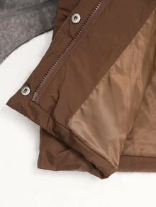 Faunlyn Women's Solid Color Plush Hooded Casual Versatile Winter Padded Coat - Brown - View 9