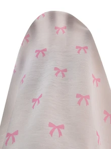 SHEIN Playful Pals 2件組女童甜酷風3D蝴蝶結裝飾套裝，白色上衣搭配黑色喇叭寬腿褲，秋季款，黑色上衣配多個粉色蝴蝶結與桃紅色喇叭褲 - 白色 - 查看 9