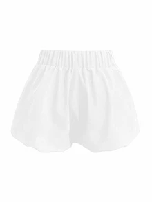 SHEIN 女士日常穿著實色休閒短褲 - 白色 - 查看 3