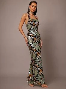 Silquee Women's Floral Print Casual Party Halter Neck Dress - Multicolor - View 6