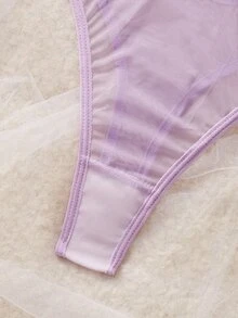 Crystal Vow 1pc Women's Sexy Lingerie Floral Embroidery Mesh Bodysuit - Mauve Purple - View 8