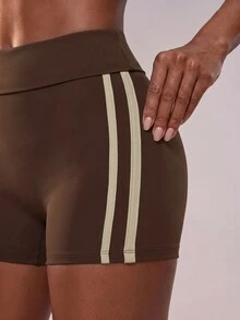 Zivah Women's 3pcs Shades Of Brown Zip-Up Jacket Bra Shorts Sportswear Set Athletic Athleisure Modest Gym Workout Activewear Outfit For Autumn Winter - Brown - View 12