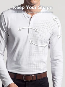 TekDrob Water Repellent And Double Anti-Odor Modal Henley T-Shirt With Long Sleeves - White - View 4