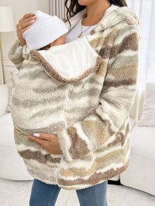 SHEIN Maternity 3-In-1 Zipper Long Sleeve Hooded Jacket - Multicolor - View 2