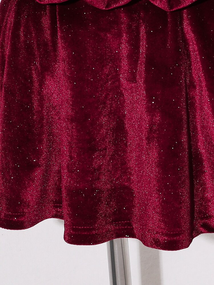 SHEIN Gaun Pesta/Wisuda/Prom/Pertemuan Kasual Elegan Longgar Tanpa Lengan Leher Halter untuk Anak Perempuan Remaja, Gaun Koktail Tanpa Punggung dengan Pita Elegan, Natal, Gaya Musim Gugur & Musim Dingin yang Nyaman, Mode, Y2K - Burgundy - View 5