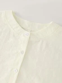 Balvessa Women's Autumn/Winter Beige Elegant Commute Versatile Stand Collar Open Front Blouse - White - View 7