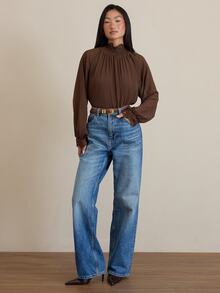 COSMINA Women's Solid Color Pleated Casual Versatile Daily Wear Shirt - Brown - View 4
