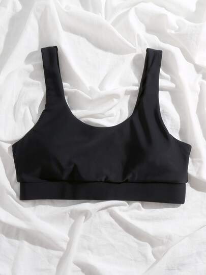 Swim Basics Summer Beach Plain Scoop Neck Bikini Top