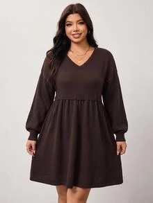 Enliva Plus Size Sweater Dresses Fall/Winter Dress Brown Dress Winter Dresses Fall/Winter Dress - Brown - View 5