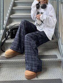 FRIFUL Women's Plaid Casual Versatile Daily Wear Long Pants Fall - Multicolor - View 7
