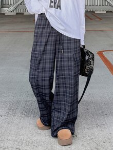 FRIFUL Women's Plaid Casual Versatile Daily Wear Long Pants Fall - Multicolor - View 3