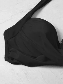 Swim Basics لباس علوي بيكيني برسن ضغط مطوي - الأسود - مشاهدة 6