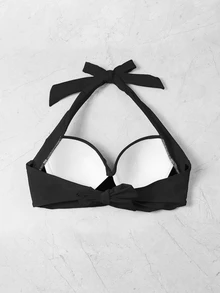Swim Basics لباس علوي بيكيني برسن ضغط مطوي - الأسود - مشاهدة 3