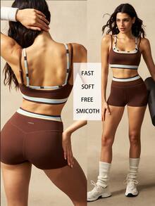 VARSIVA Women's Colorblock Patchwork Base Layer Shorts Sports Set - Multicolor - View 3