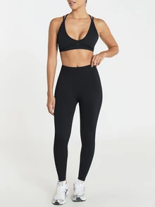 11SKNDS Seamless High Waist Leggings With Ribbed Texture Detail, Full Length Compression Tights With Sweat-Wicking, Stretchy, Buttery-Soft, Tummy Control, Sculpting Fit & Butt-Lifting, For Workout Fitness Studio, Running, Training & Hy-Rox - Black - View 4
