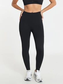 11SKNDS Seamless High Waist Leggings With Ribbed Texture Detail, Full Length Compression Tights With Sweat-Wicking, Stretchy, Buttery-Soft, Tummy Control, Sculpting Fit & Butt-Lifting, For Workout Fitness Studio, Running, Training & Hy-Rox - Black - View 3