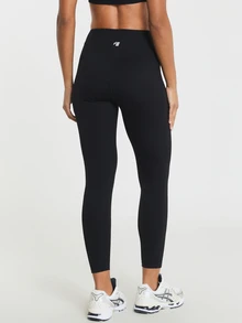 11SKNDS High Waist Compression Leggings With Mesh Panel Side Pocket 7/8 Length Tights For Yoga Running Pilates Everyday Wear With Sweat-Wicking, Stretchy, Buttery-Soft, Tummy Control, Sculpting Fit & Butt-Lifting, For Gym Workout Fitness Studio, Training & Hy-Rox - Black - View 3