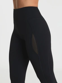 11SKNDS High Waist Compression Leggings With Mesh Panel Side Pocket 7/8 Length Tights For Yoga Running Pilates Everyday Wear With Sweat-Wicking, Stretchy, Buttery-Soft, Tummy Control, Sculpting Fit & Butt-Lifting, For Gym Workout Fitness Studio, Training & Hy-Rox - Black - View 6