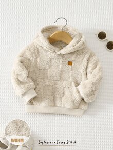 Cozy Pixies 男嬰裝飾編織標籤保暖內裡加厚連帽長袖套頭衛衣 秋冬款 - 杏色 - 查看 6