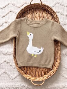 SHEIN Baby Boy Autumn/Winter Casual Cartoon Pattern Sweater - Green - View 5
