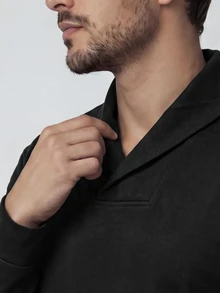 TekDrob Viscose Blend Shawl Collar Sweat Pullover - Black - View 4