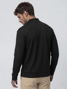 TekDrob Viscose Blend Shawl Collar Sweat Pullover - Black - View 2