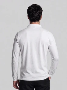 TekDrob Water Repellent And Double Anti-Odor Modal Slim Polo With Long Sleeves - White - View 3