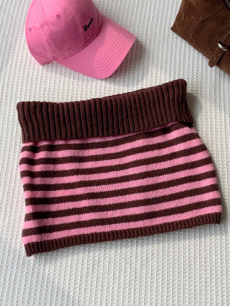 Comfortcana Women's Colorblock Striped Knit Skirt - Brown - View 2