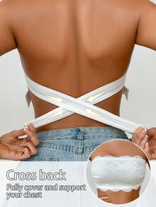 SHEIN 1 件女士蕾丝无钢圈文胸 - 白色 - 查看 2