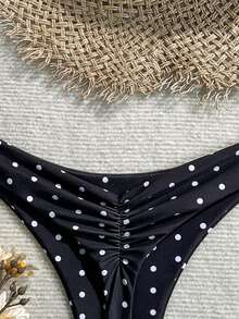 Swim Mod Summer Beach Swimwear Sexy Tight Basic Women's Halloween Store Celebration Solid Color Ruffled Bikin - Black - View 6